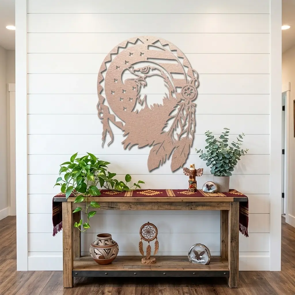 Bald Eagle Patriotic Native American Metal Art Wall Sign