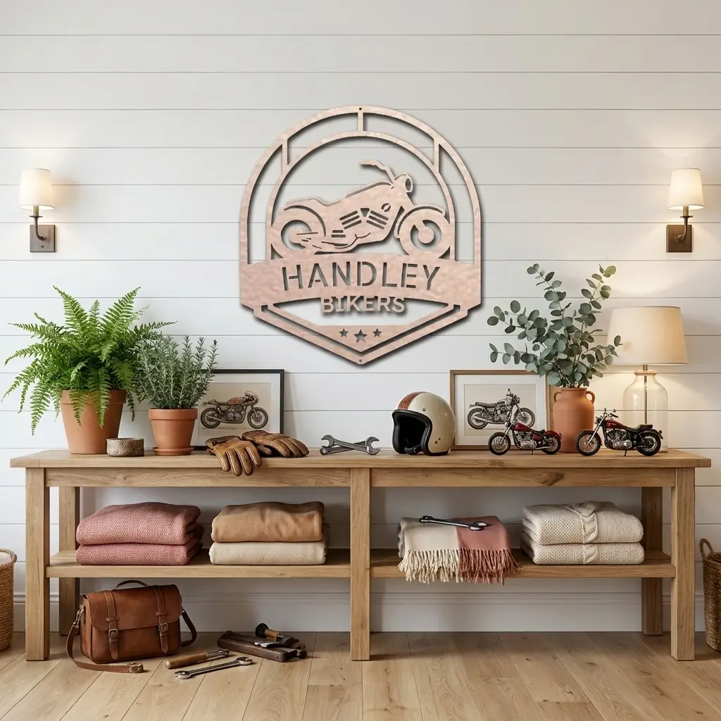 Motorcycle Metal Wall Art – Custom Biker Garage Sign, Personalized Motorcycle Decor, Rider Gift for Dad, Husband or Biker