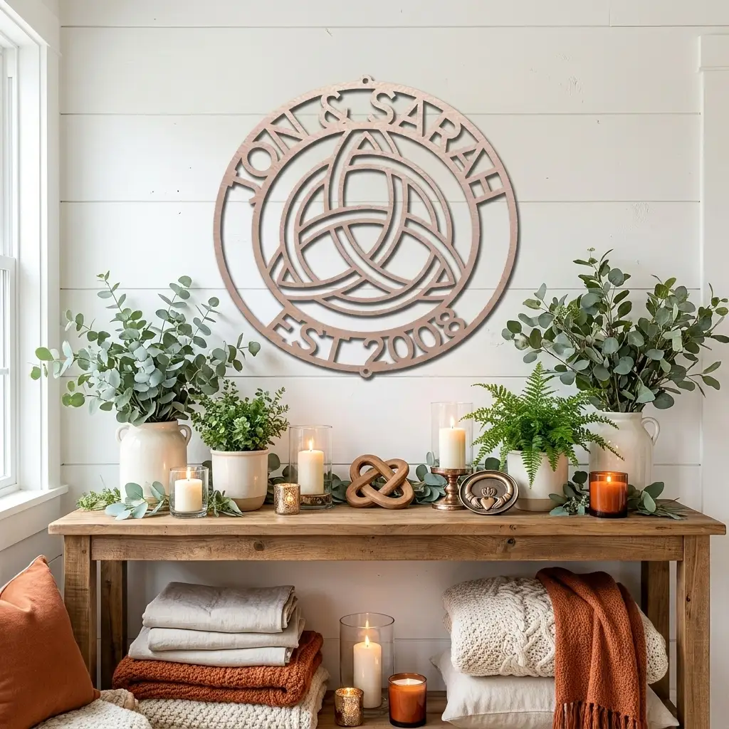 Personalized Celtic Knot Metal Wall Art | Custom Wedding Name Sign | Celtic Trinity Knot Steel Wall Decor | Anniversary Gift | Made in USA