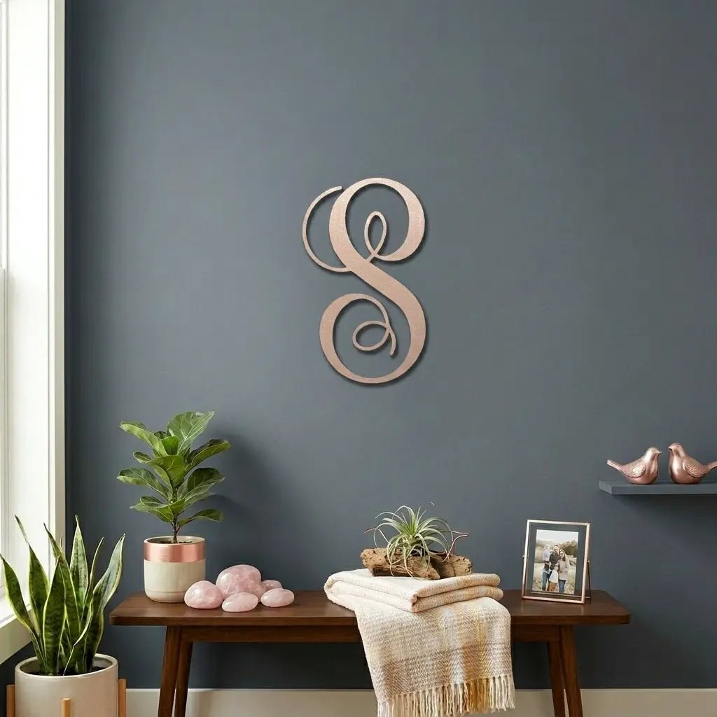 Fancy Initial Custom Monogram Metal Wall Art