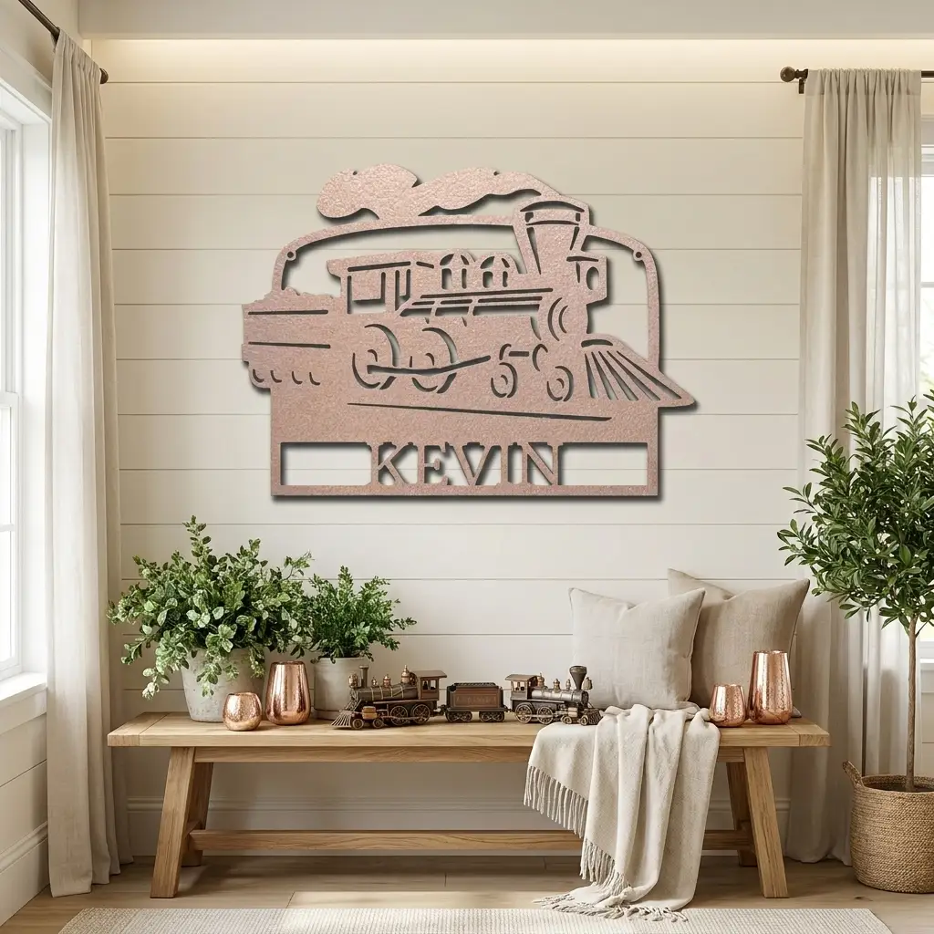 Personalized Coal Train Metal Wall Art | Custom Family Name or Address Train Sign | Steam Locomotive Steel Decor | Made in USA