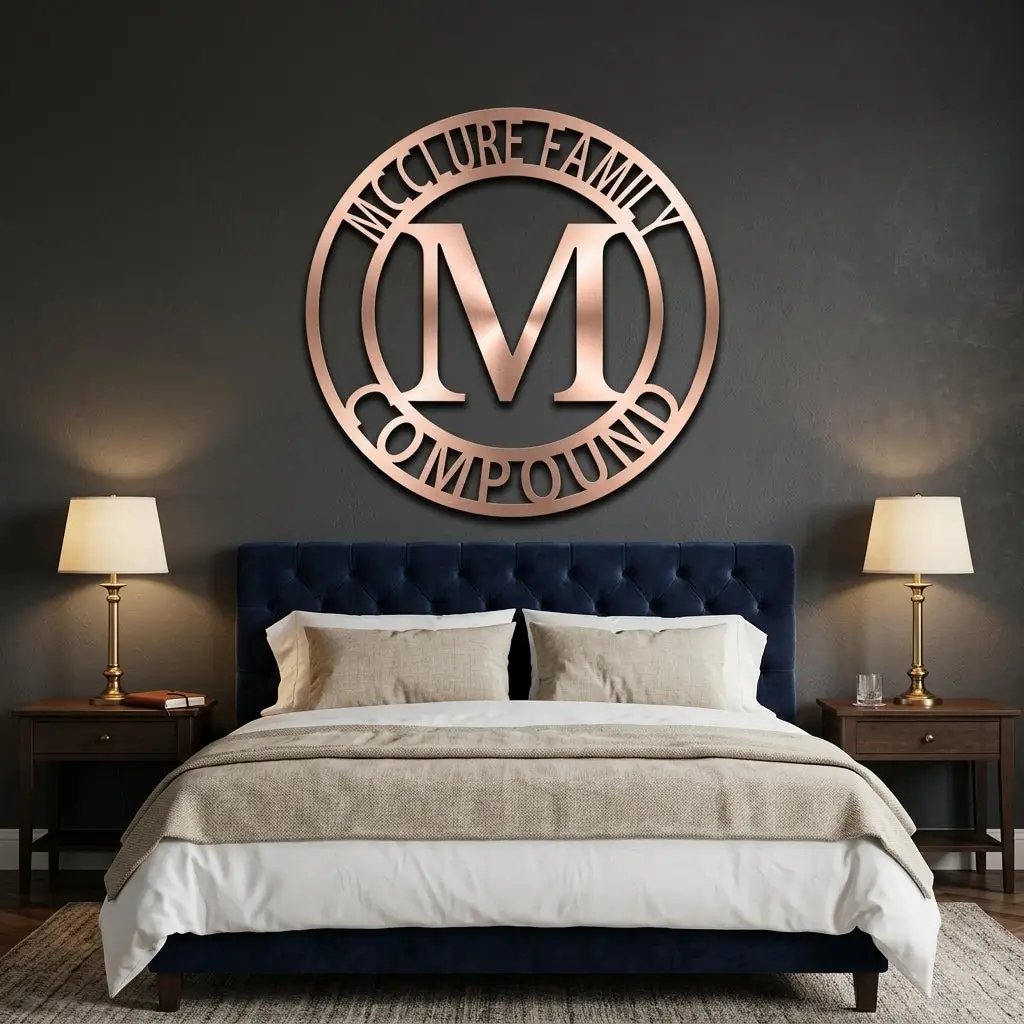 Letter Family Name Personalized Indoor Outdoor Steel Wall Sign Art