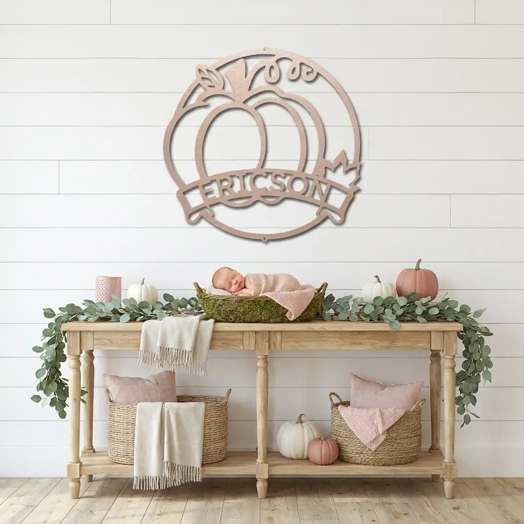 Personalized Pumpkin Metal Wall Art | Custom Family Name Fall Sign | Autumn Harvest Decor | Thanksgiving Wall Hanging | Housewarming Gift | Made in USA