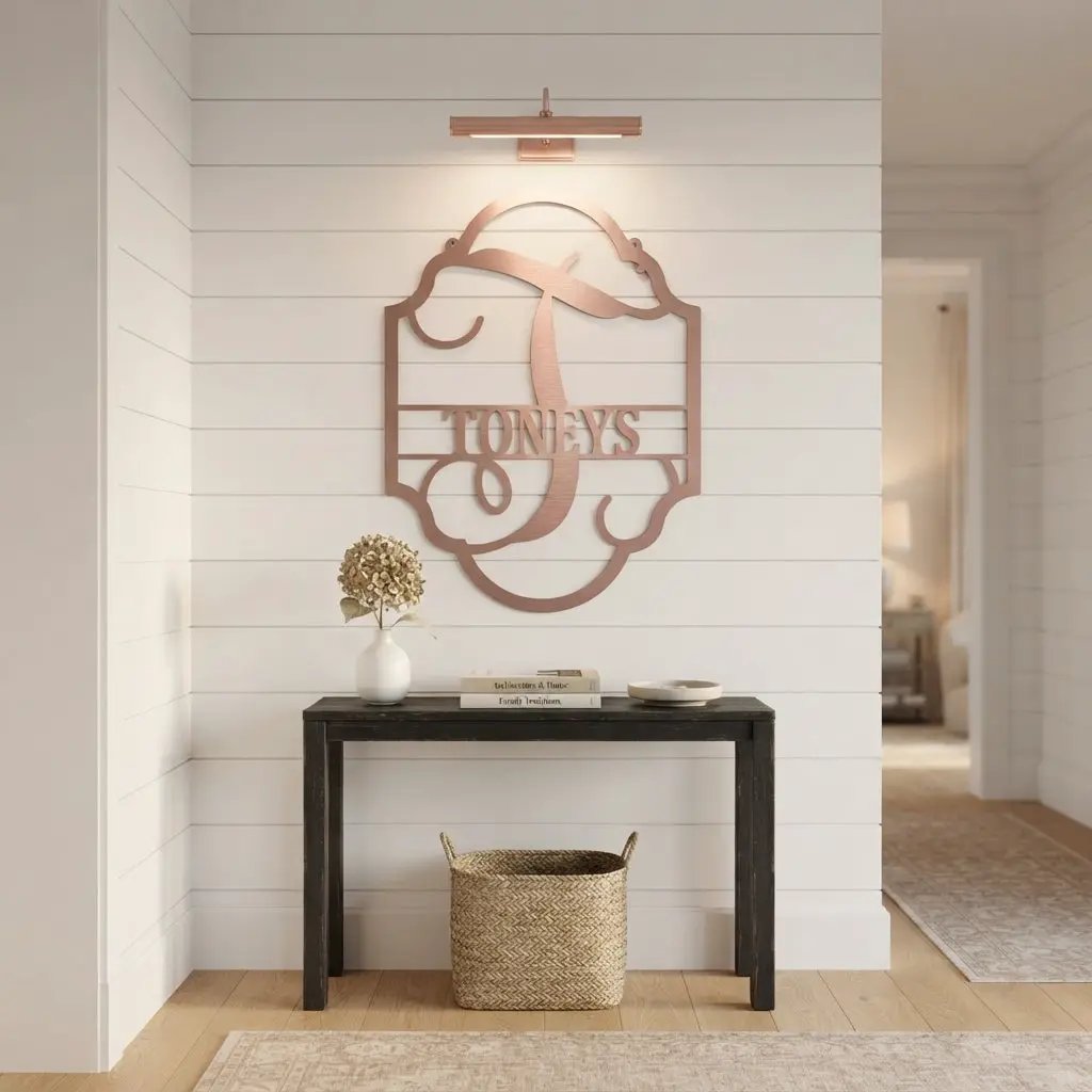 Elegant Personalized Monogram Metal Wall Art – Custom Initial and Family Name Sign – Decorative Steel Wall Decor – Wedding & Housewarming Gift