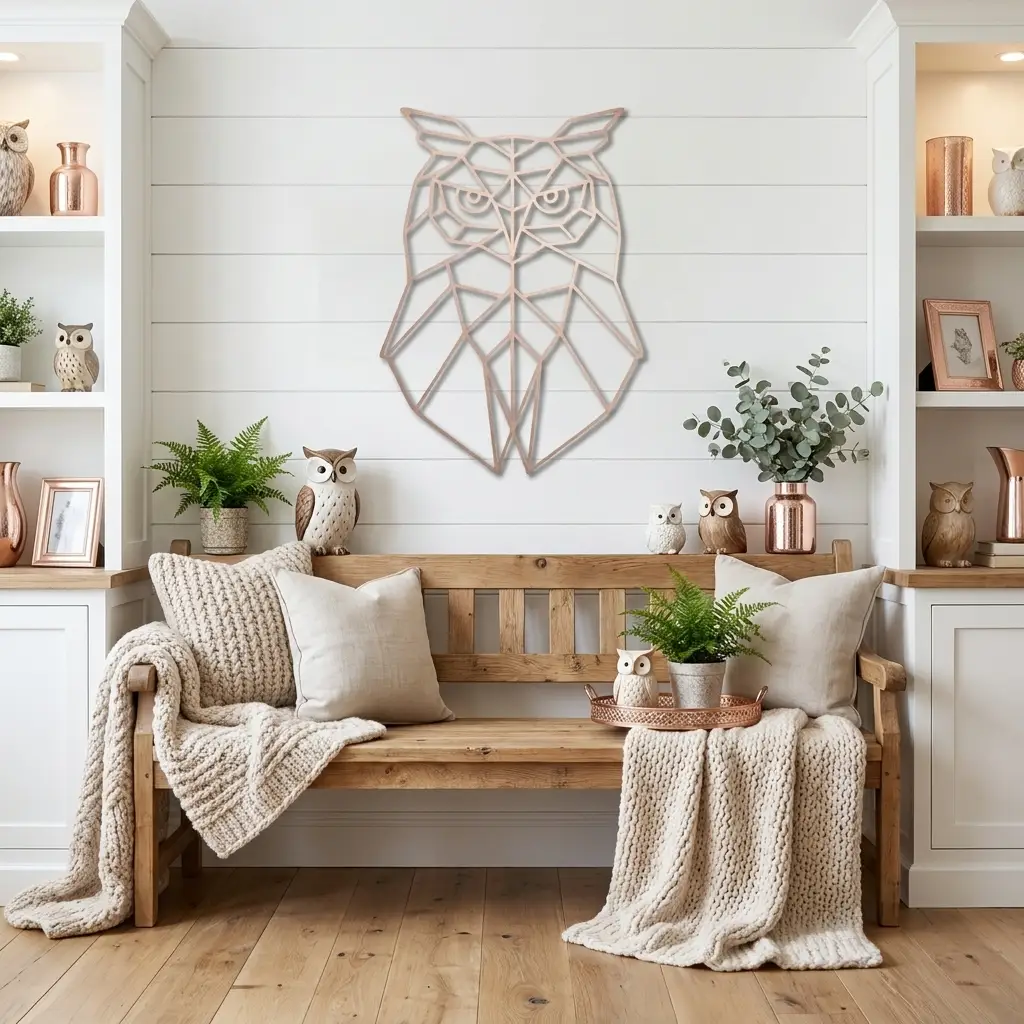 Geometric Owl Metal Wall Art | Modern Owl Metal Decor | Abstract Polygon Owl Wall Hanging | Contemporary Wildlife Wall Art | Nature Inspired Home Decor | Made in USA