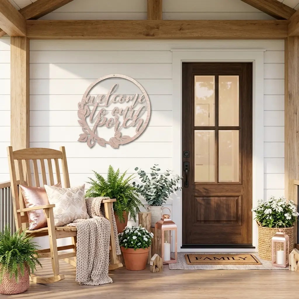 Welcome to Our Porch Indoor Outdoor Steel Wall Sign