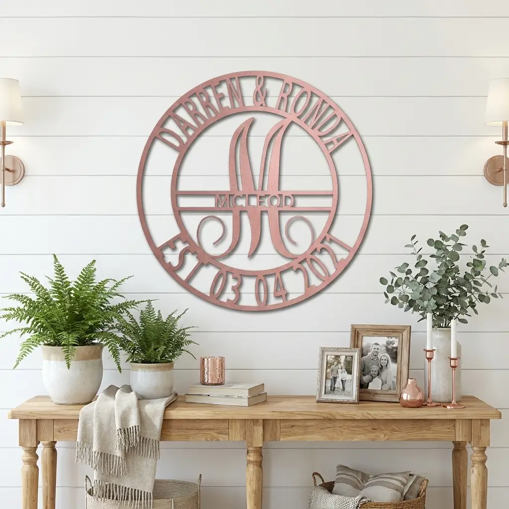 Personalized Split Letter Monogram Metal Wall Art – Custom Family Name Sign – Wedding Gift – Housewarming Decor – Last Name Steel Sign