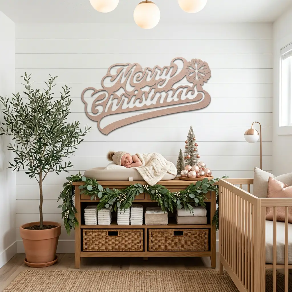 Classic "Merry Christmas" Metal Wall Sign - Bring Holiday Cheer to Any Room