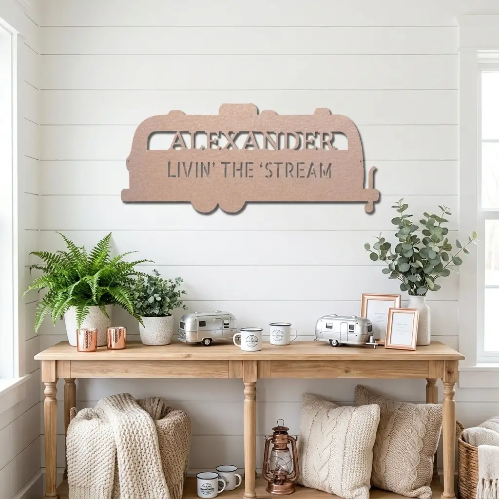 Personalized Airstream Camper Metal Sign – Custom RV Name Sign – Camper Decor – Outdoor RV Sign Gift