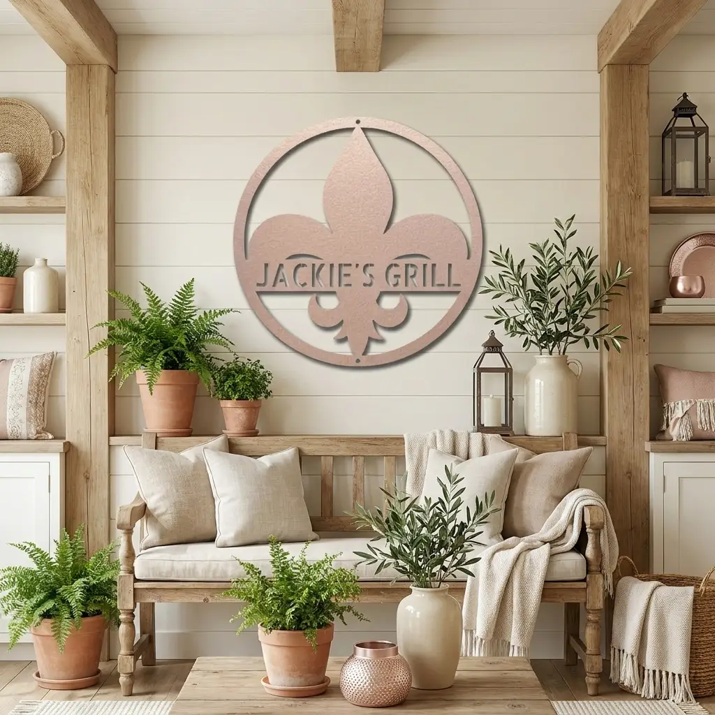 Personalized Fleur de Lis Metal Wall Art | Custom Name Metal Sign | French Country Decor | Family Name Sign | Made in USA
