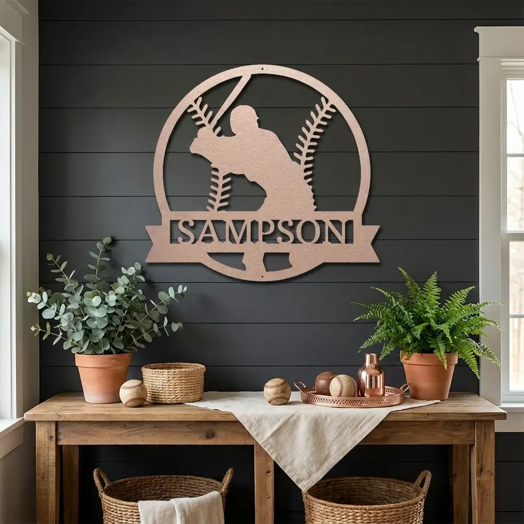 Baseball Player Custom Name Metal Art Wall Sign
