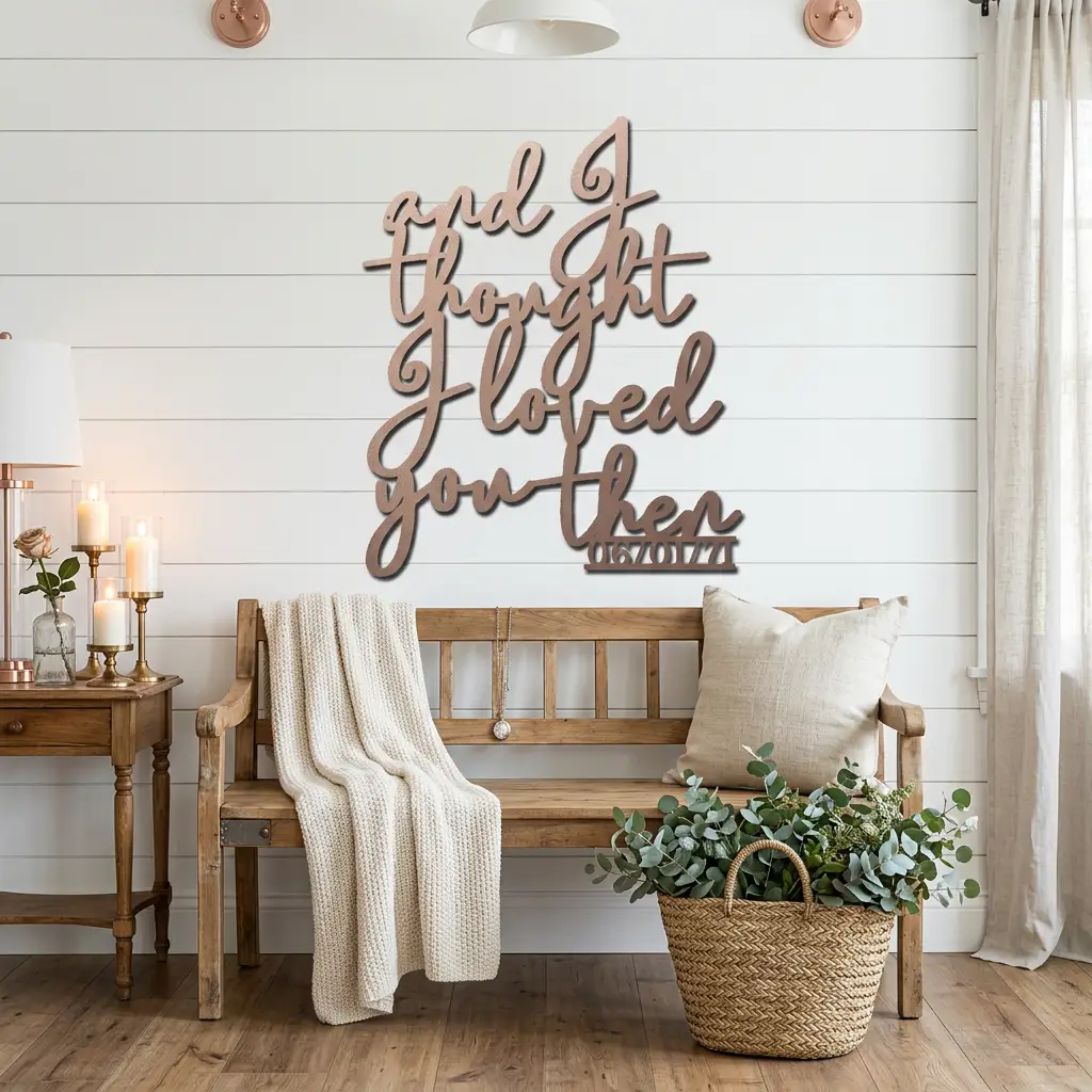 And I Thought I Loved You Then Metal Wall Art – Personalized Wedding Date Sign – Anniversary Gift – Romantic Script Metal Decor
