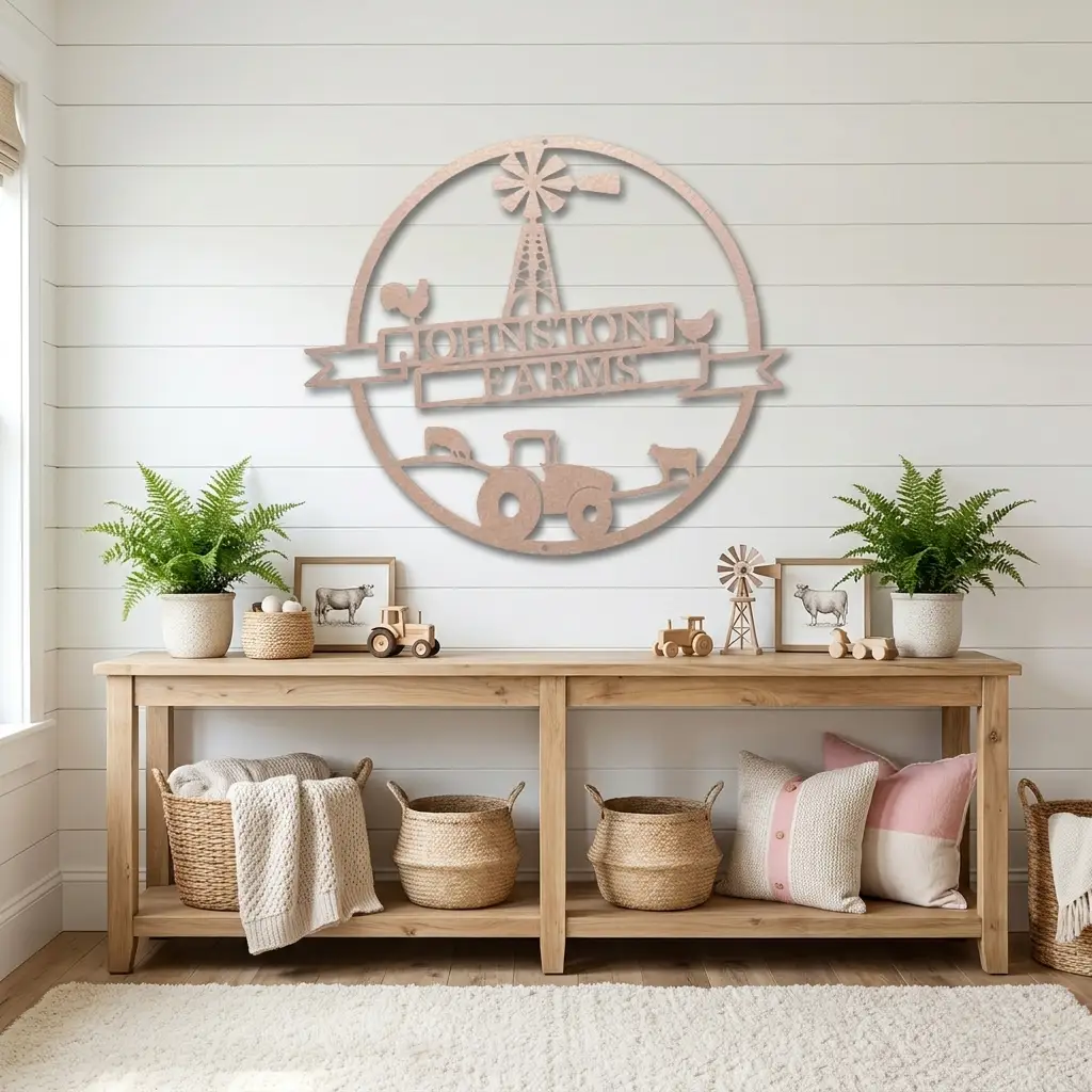 Farm Banner Custom Monogram Metal Sign Wall Art