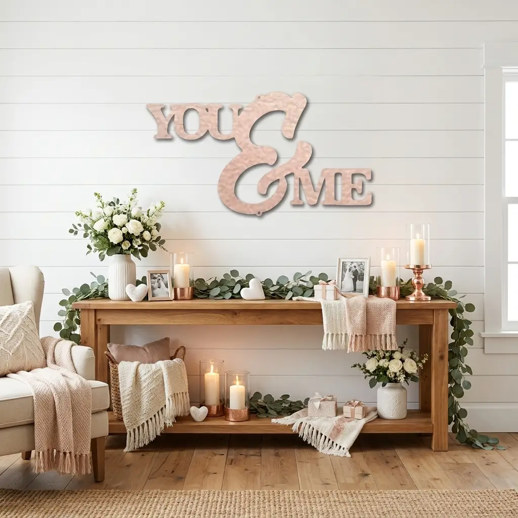 You and Me Script Indoor Outdoor Steel Wall Sign