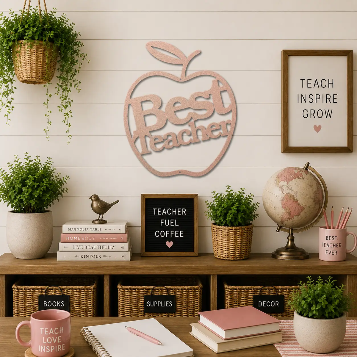 Best Teacher Metal Wall Art | Teacher Appreciation Gift | Apple Classroom Decor | Teacher Office Wall Sign | Made in USA