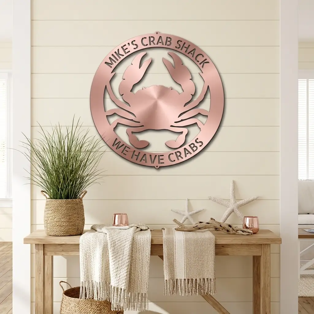 Personalized Crab Metal Wall Art | Custom Crab Shack Sign | Coastal Beach House Decor | Funny Seafood Metal Sign | Custom Outdoor Metal Wall Decor | Made in USA