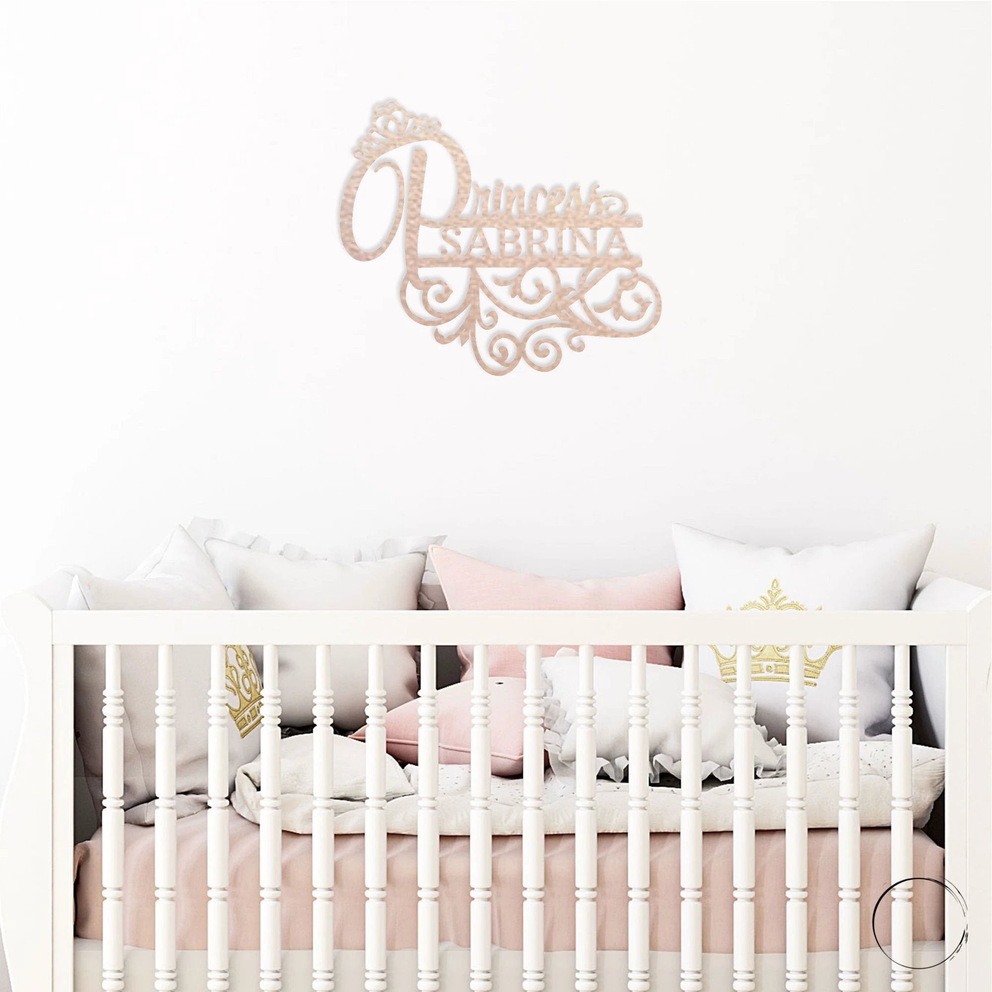 Personalized Princess Name Metal Sign Girls Room Decor Custom Name Wall Art Princess Nursery Decor Baby Girl Room Sign