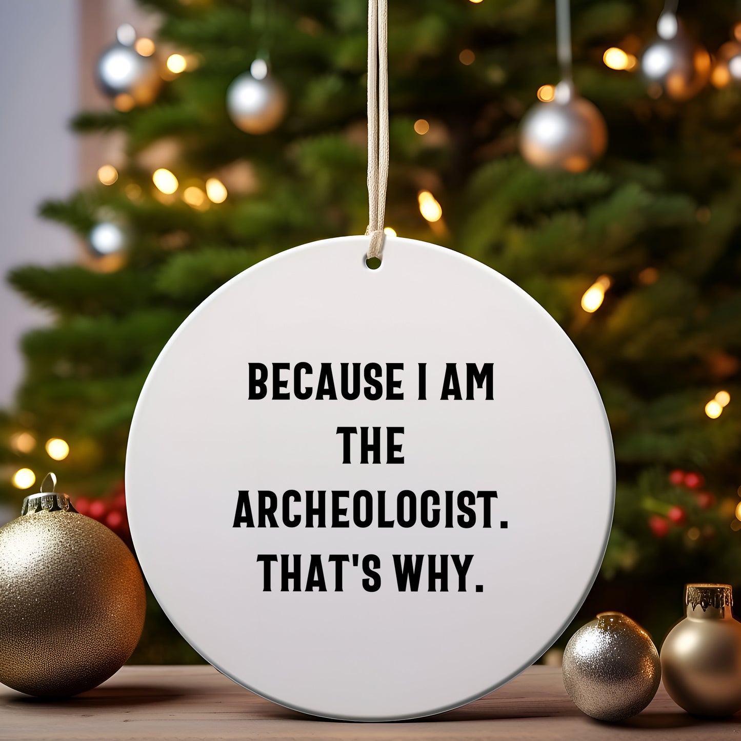 Archeologist Gifts from Friends and Family - Because I Am The Archeologist. That's Why. - Christmas Circle Ornament - Mallard Moon