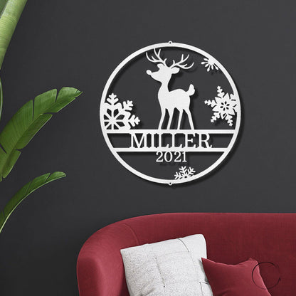 Rudolph the Reindeer Custom Name Metal Art Wall Sign Holiday Décor - Mallard Moon Gift Shop