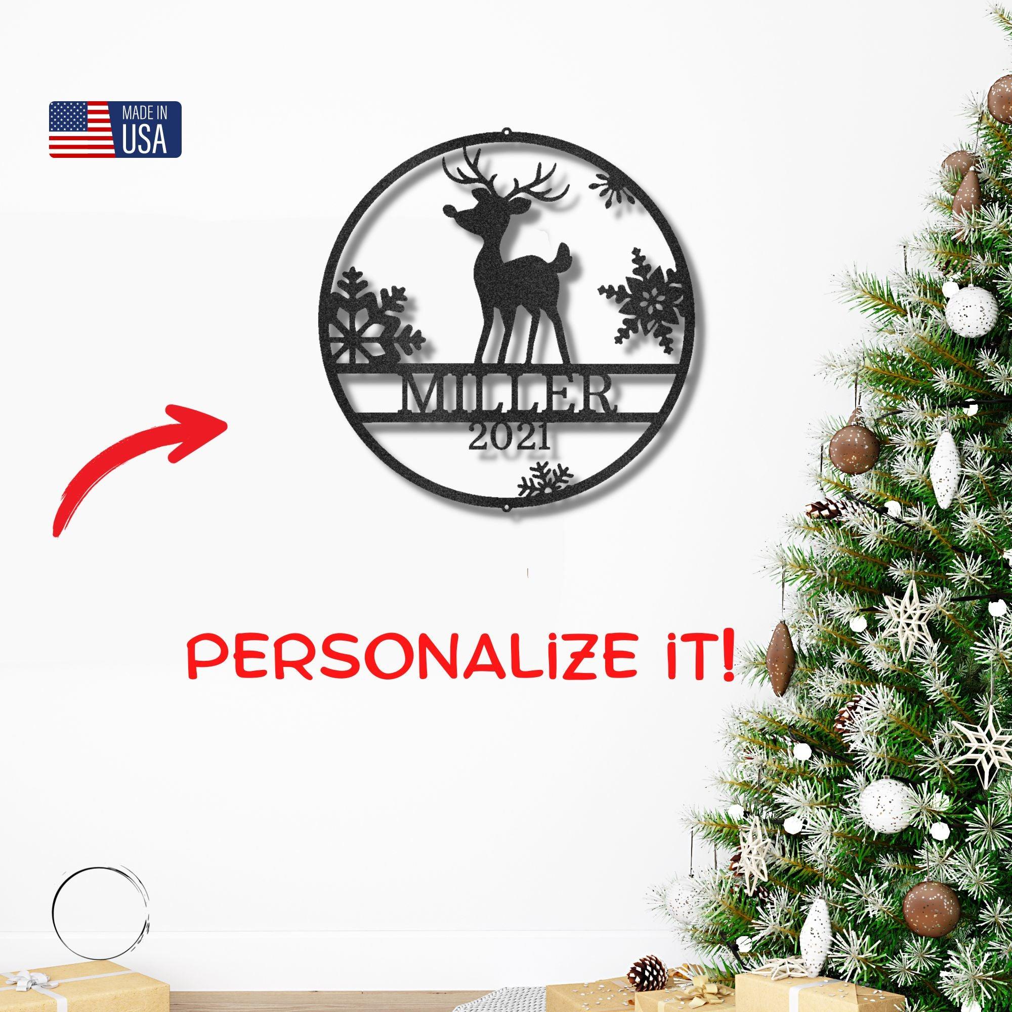 Rudolph the Reindeer Custom Name Metal Art Wall Sign Holiday Décor - Mallard Moon Gift Shop