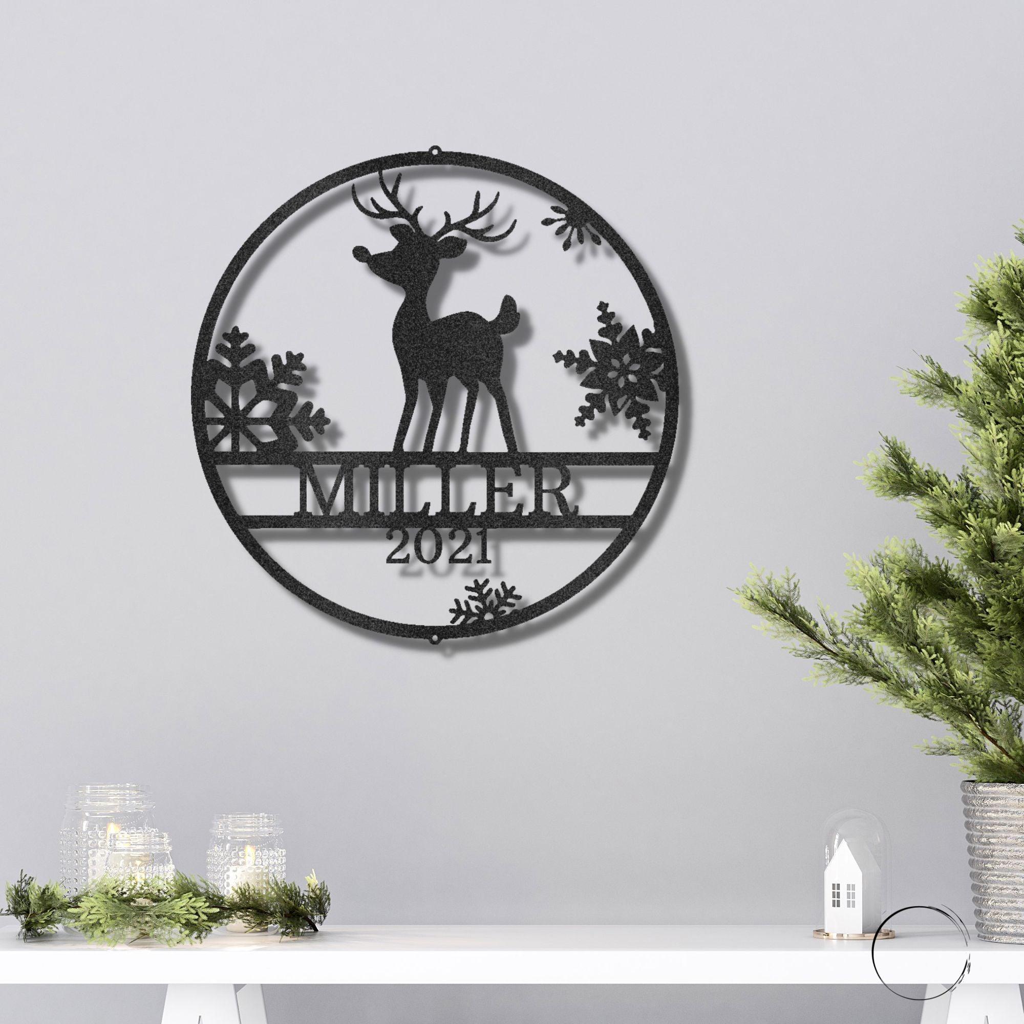 Rudolph the Reindeer Custom Name Metal Art Wall Sign Holiday Décor - Mallard Moon Gift Shop
