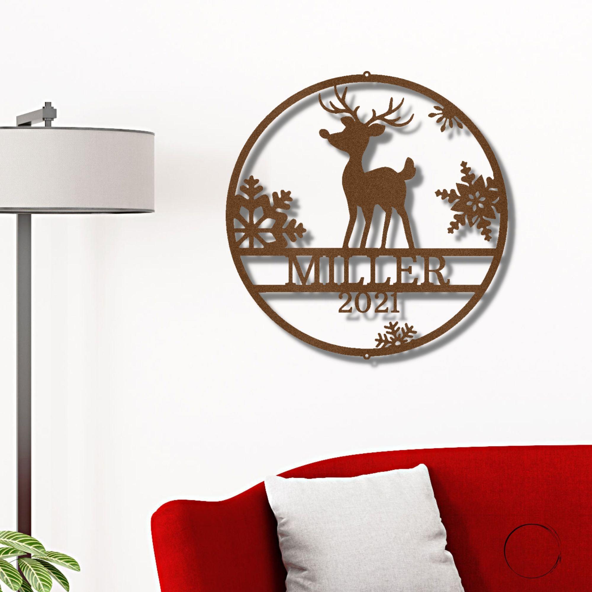 Rudolph the Reindeer Custom Name Metal Art Wall Sign Holiday Décor - Mallard Moon Gift Shop
