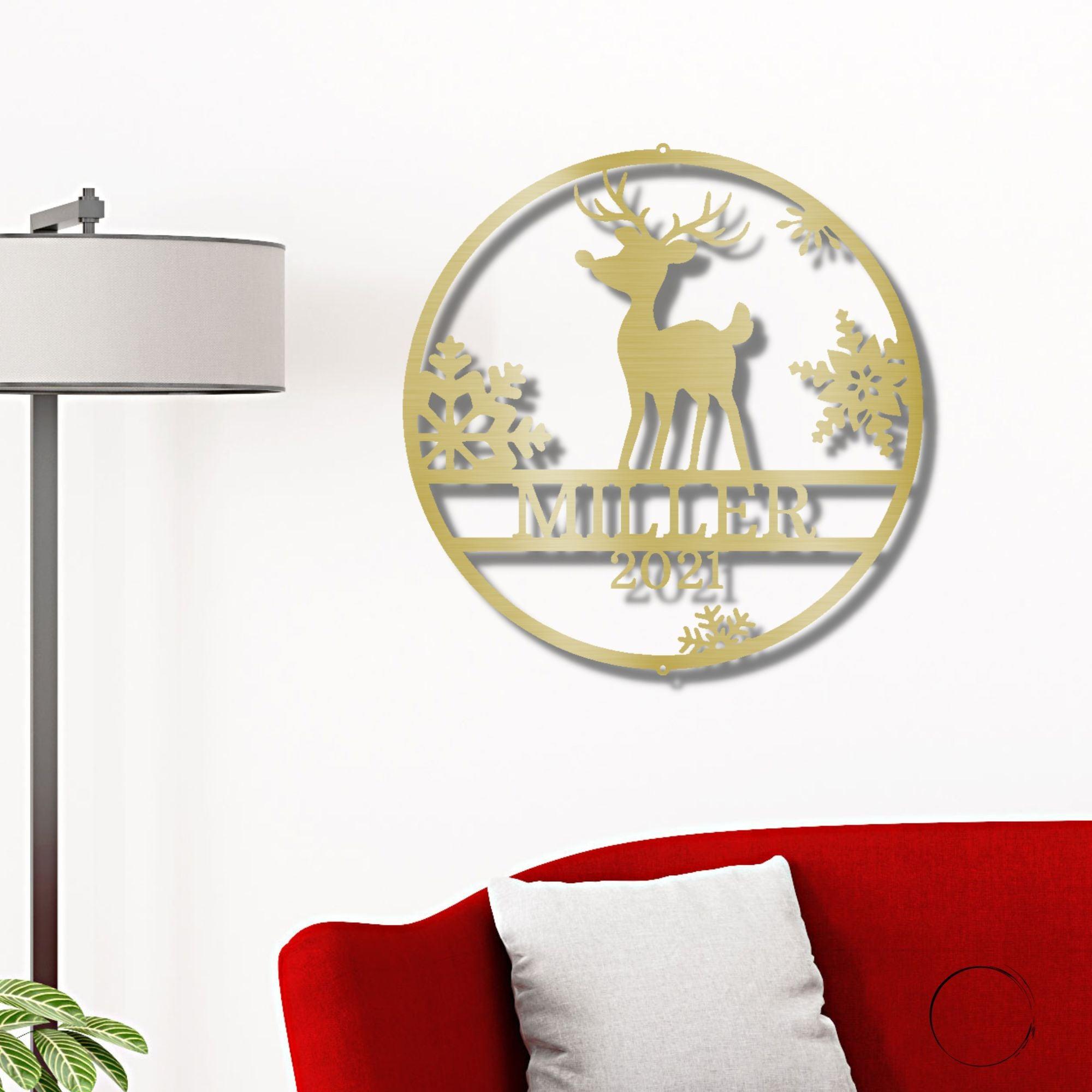 Rudolph the Reindeer Custom Name Metal Art Wall Sign Holiday Décor - Mallard Moon Gift Shop