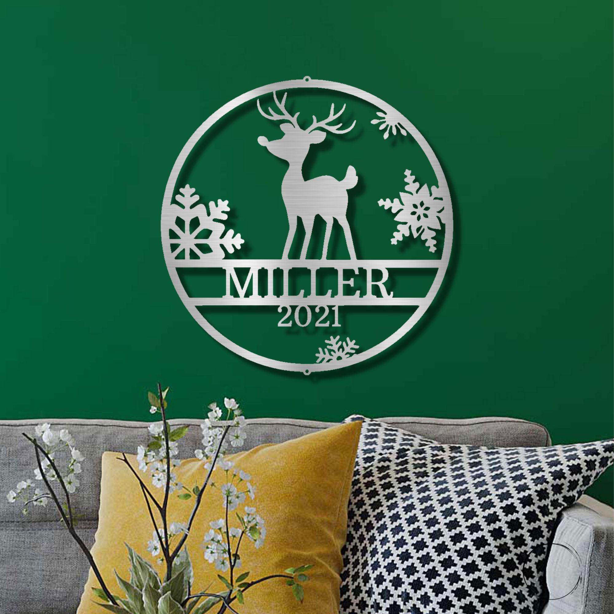 Rudolph the Reindeer Custom Name Metal Art Wall Sign Holiday Décor - Mallard Moon Gift Shop