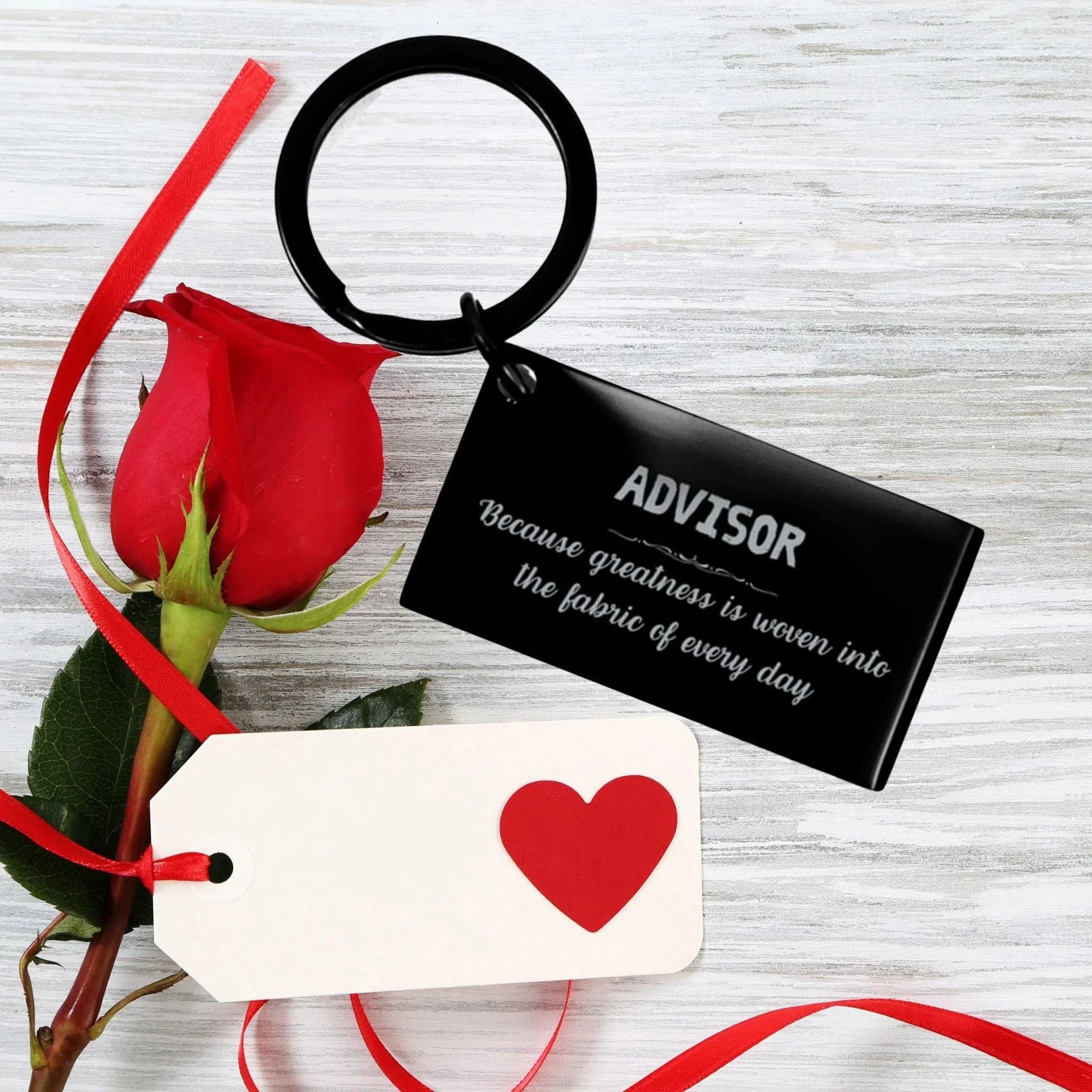 Sarcastic Advisor Keychain Gifts, Christmas Holiday Gifts for Advisor Birthday, Advisor: Because greatness is woven