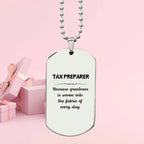 Sarcastic Tax Preparer Silver Dog Tag Necklace Christmas Birthday Gifts Because greatness is woven