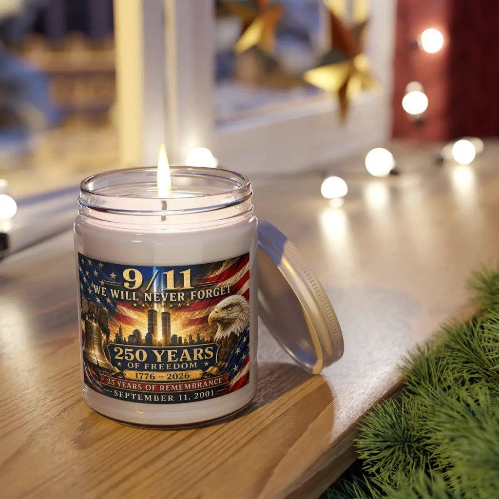 9/11 Never Forget Memorial Candle, September 11 Remembrance Gift, Patriotic Soy Candle, Twin Towers Eagle Tribute, 1776-2026 Decor