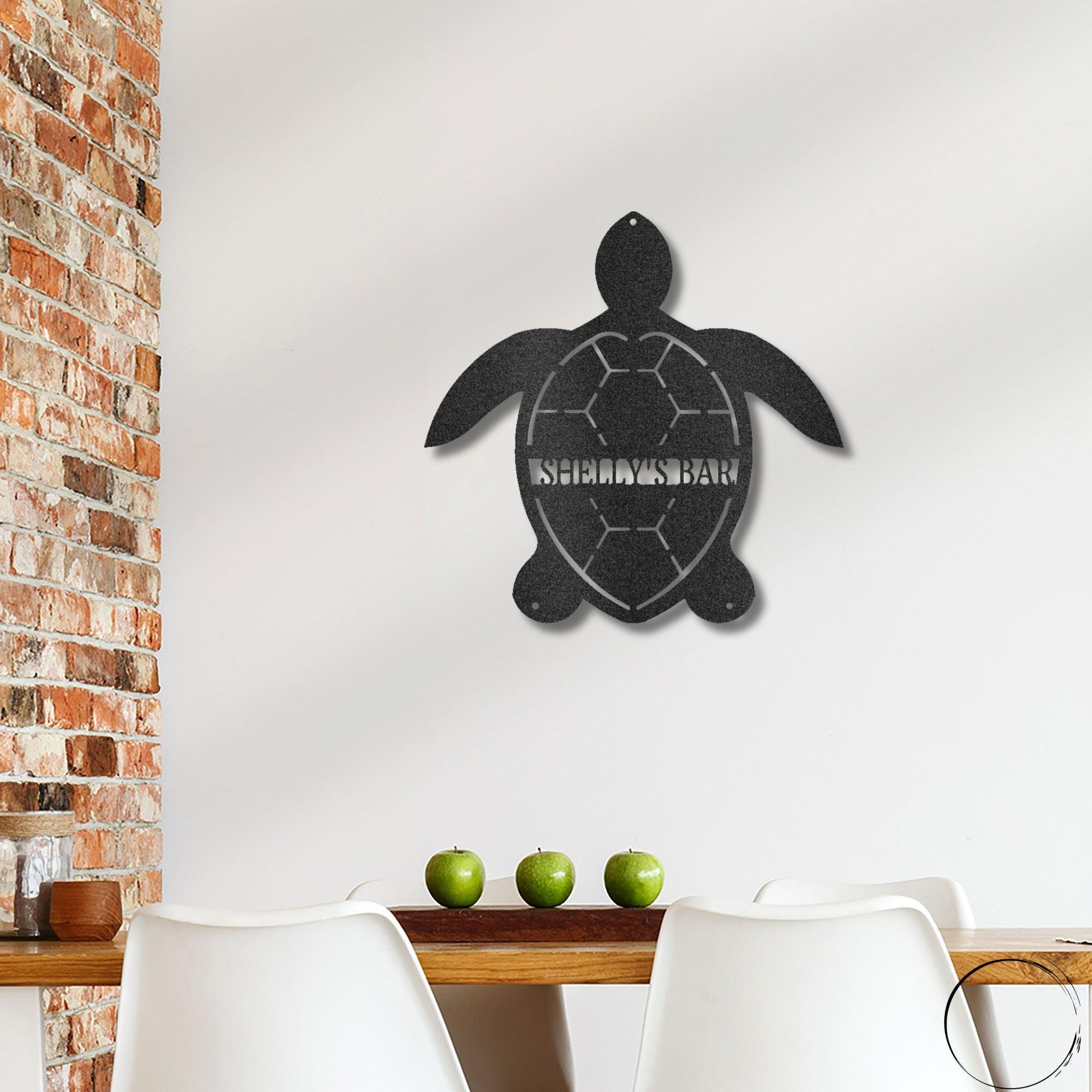 Sea Turtle Custom Name Metal Art Wall Sign - Mallard Moon Gift Shop