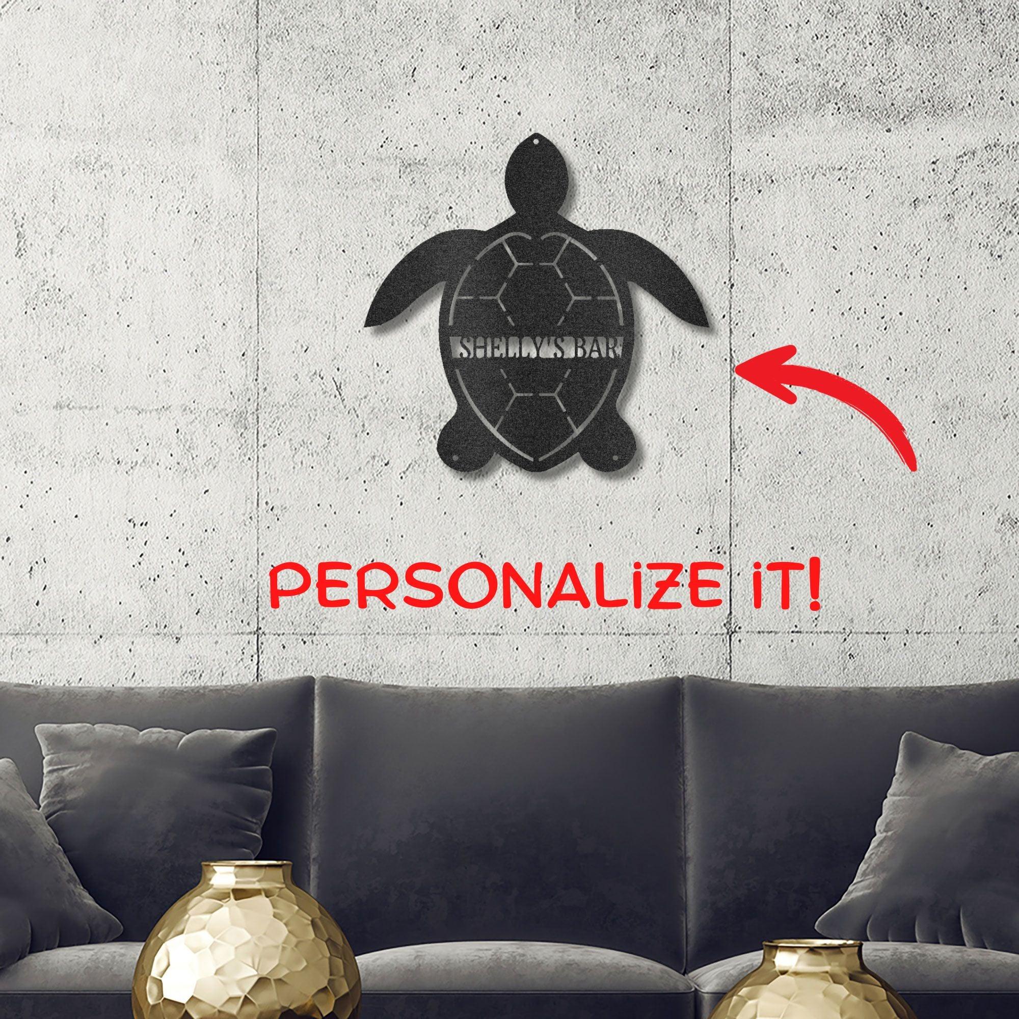 Sea Turtle Custom Name Metal Art Wall Sign - Mallard Moon Gift Shop