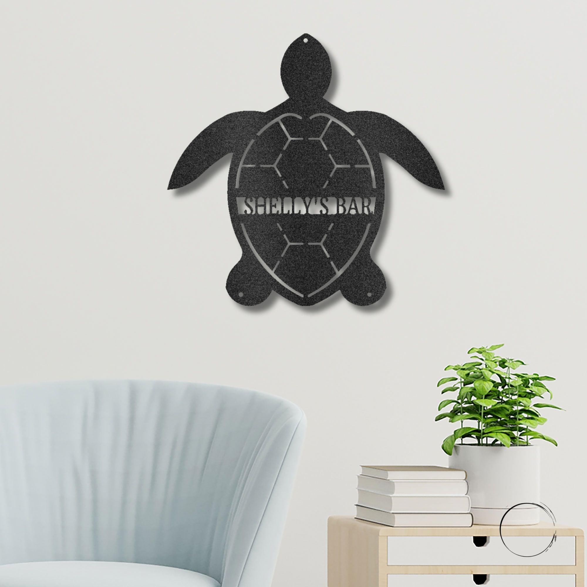 Sea Turtle Custom Name Metal Art Wall Sign - Mallard Moon Gift Shop