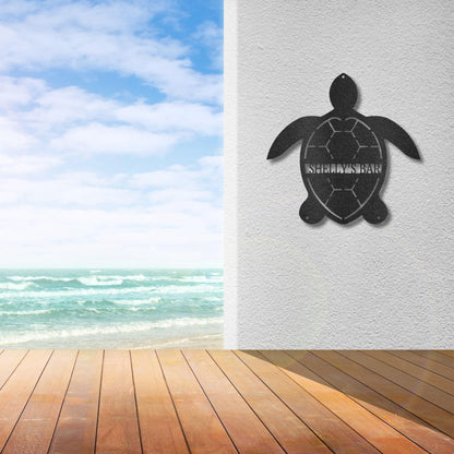 Sea Turtle Custom Name Metal Art Wall Sign - Mallard Moon Gift Shop
