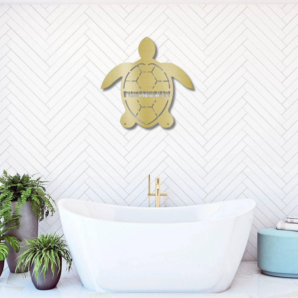 Sea Turtle Custom Name Metal Art Wall Sign