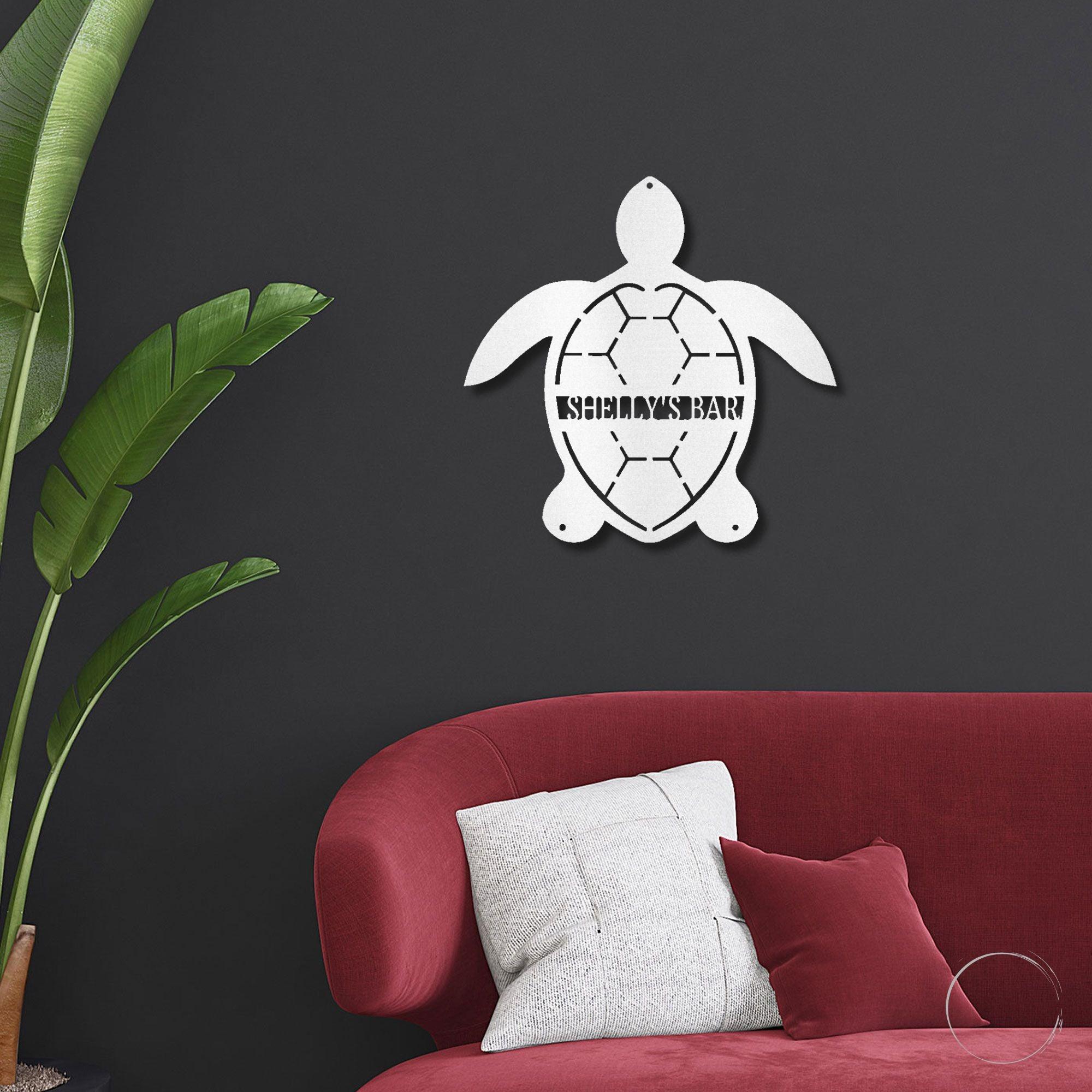 Sea Turtle Custom Name Metal Art Wall Sign - Mallard Moon Gift Shop