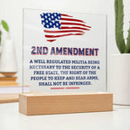 Second Amendment Patriotic Acrylic Square Plaque with LED Wooden Base