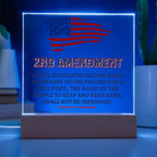 Second Amendment Patriotic Acrylic Square Plaque with LED Wooden Base