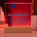 Second Amendment Patriotic Acrylic Square Plaque with LED Wooden Base