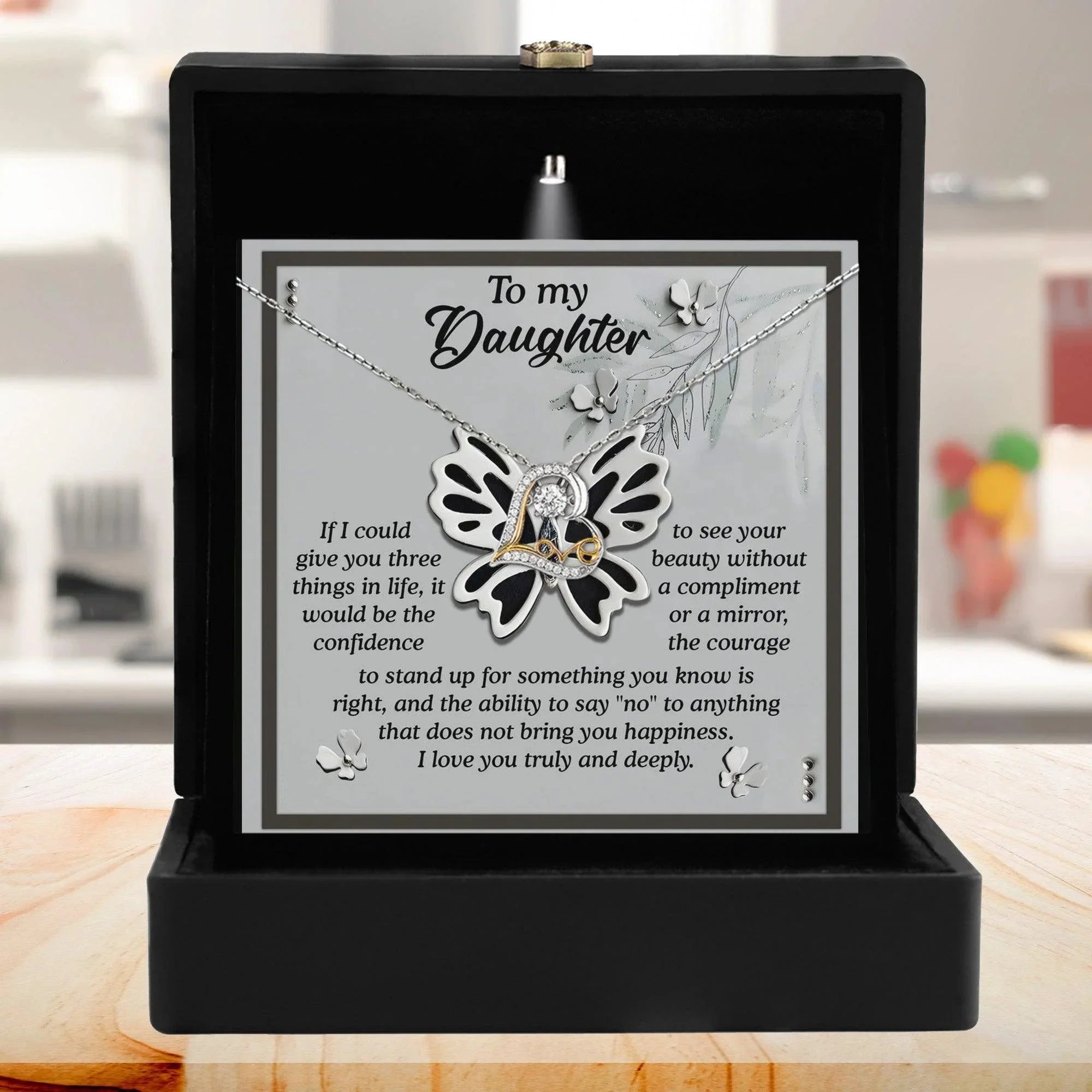 Daughter Birthday, Graduation, Christmas Inspirational Gift - See Your Beauty - Love Dancing Heart Pendant Necklace