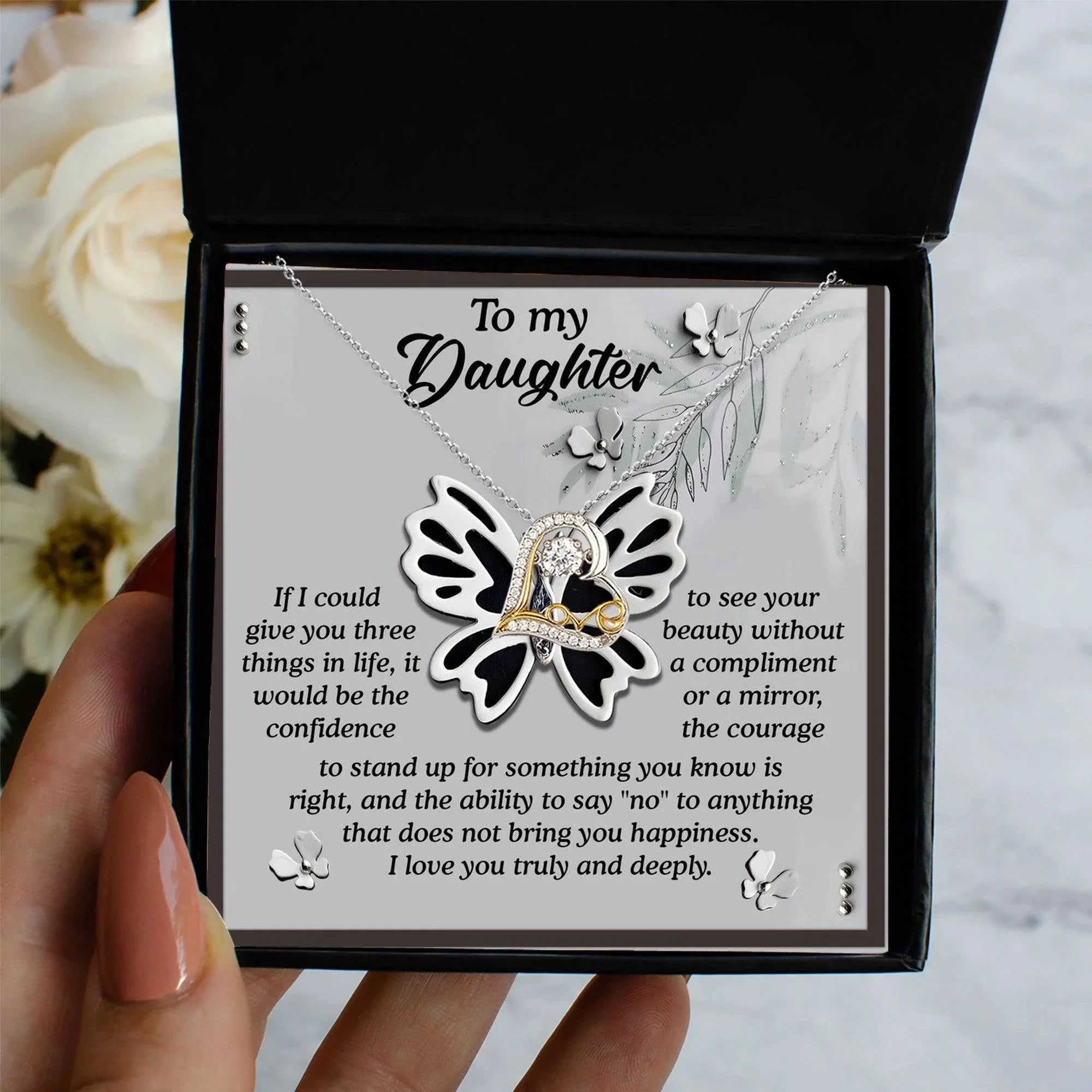 Daughter Birthday, Graduation, Christmas Inspirational Gift - See Your Beauty - Love Dancing Heart Pendant Necklace