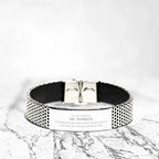 Oil Worker Silver Stainless Steel Mesh Bracelet – Engraved Inspirational Gift for Men – Adjustable Mesh Wristband – Durable & Rust-Resistant – Appreciation Jewelry for Oilfield Workers, Husbands, Sons & Boyfriends