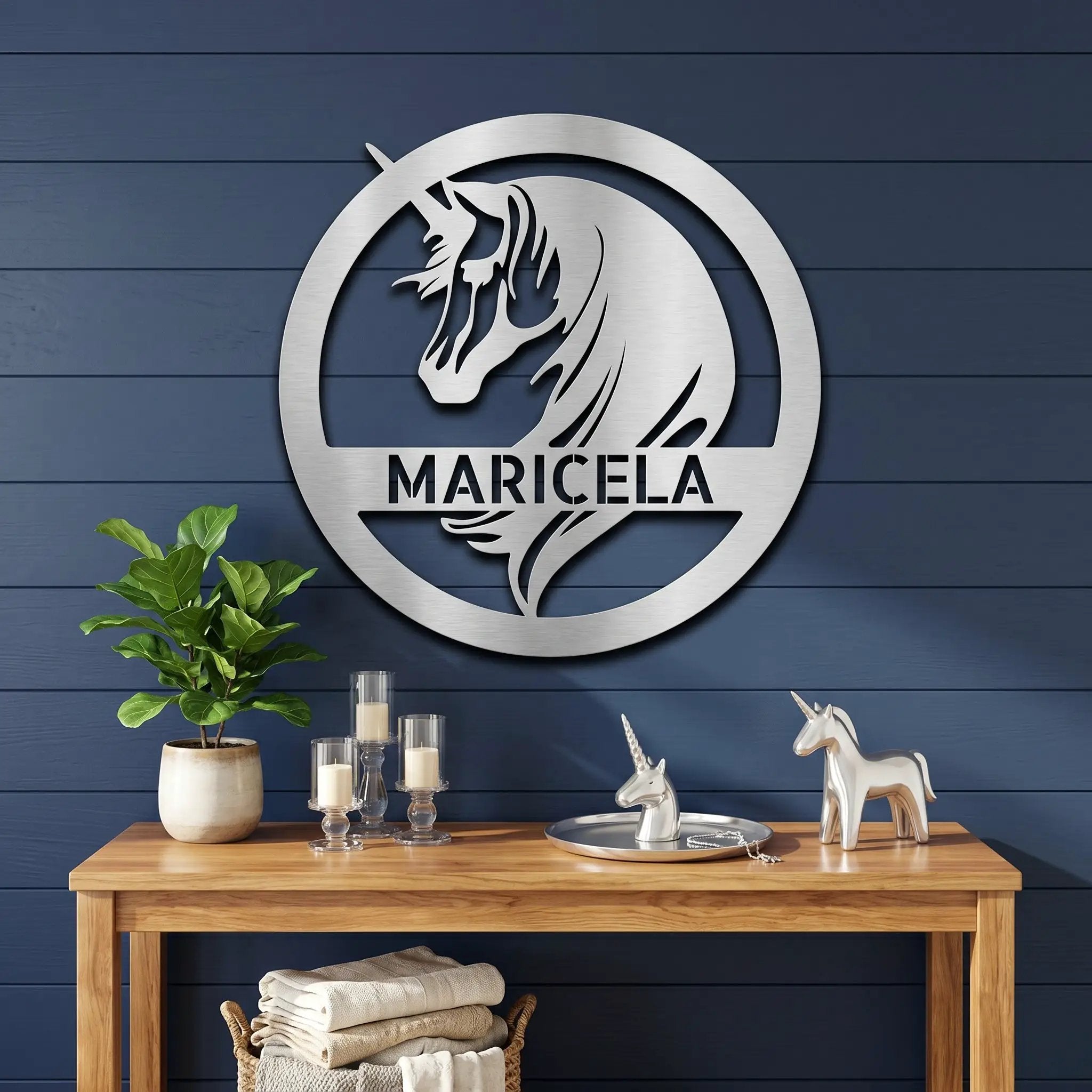 Custom Unicorn Name Metal Wall Art – Personalized Fantasy Sign – Girls Bedroom or Nursery Decor