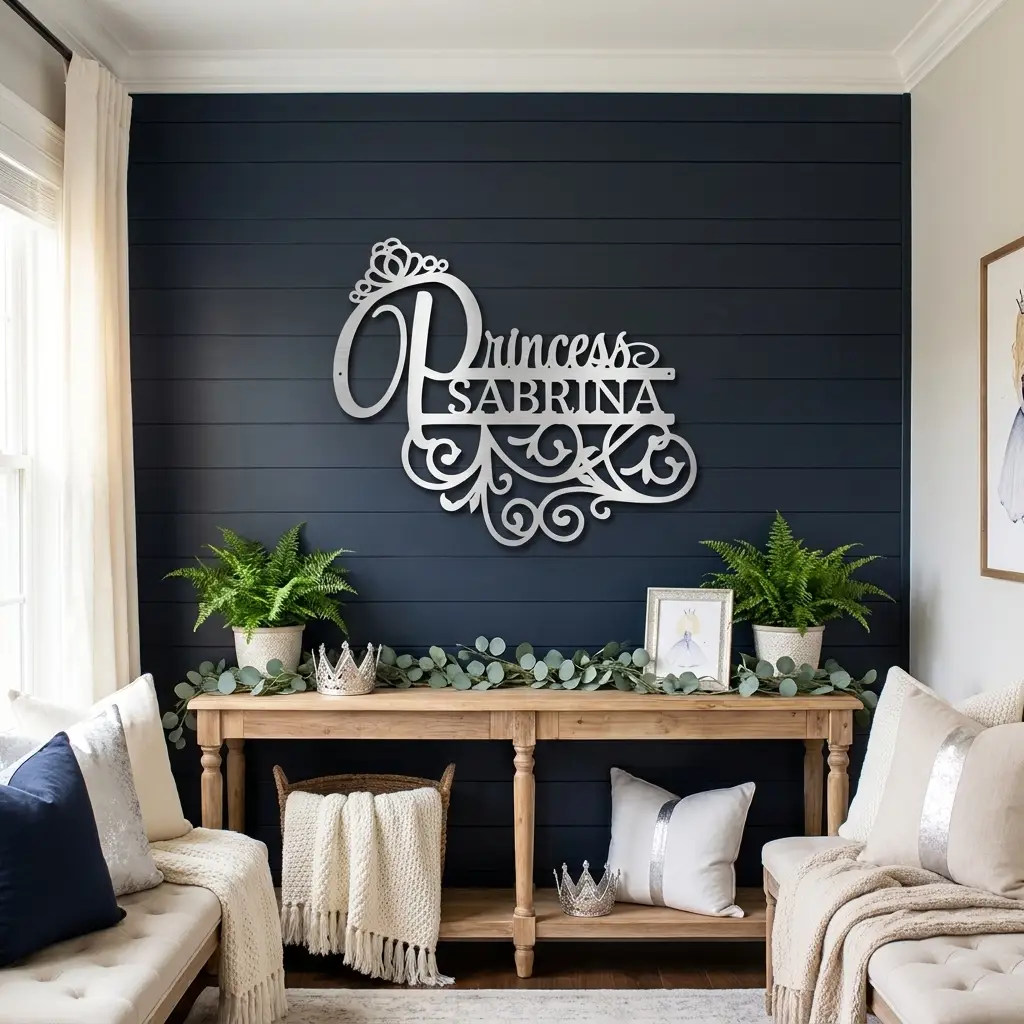 Personalized Princess Name Metal Wall Art | Custom Princess Bedroom Sign | Girls Room Decor | Crown Name Sign | Made in USA