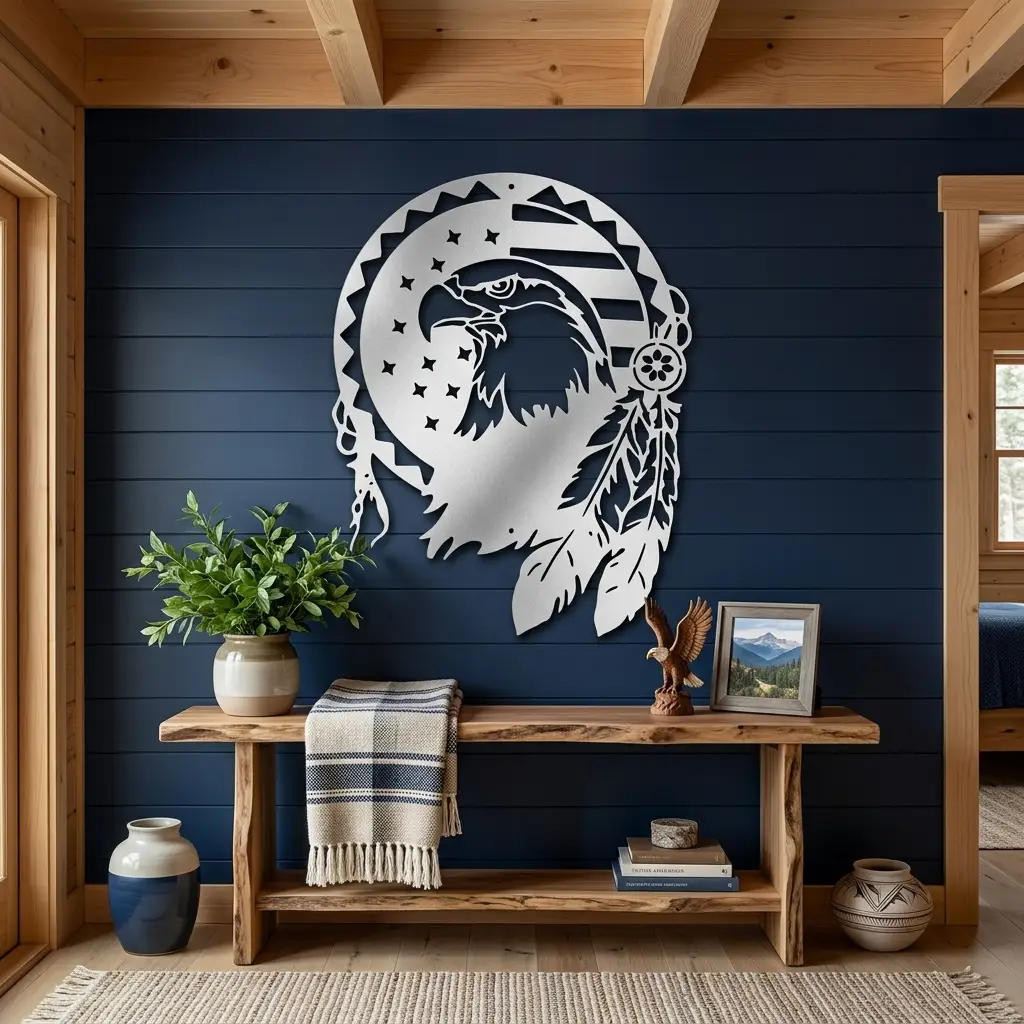 Bald Eagle Patriotic Native American Metal Art Wall Sign