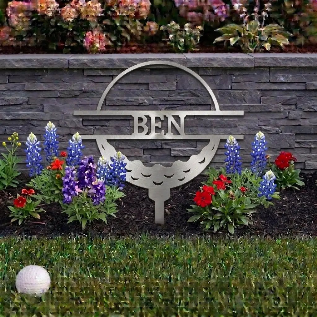 Personalized Golf Garden Stake – Custom Name Golf Tee Sign – Outdoor Yard Decor – Golfer Gift