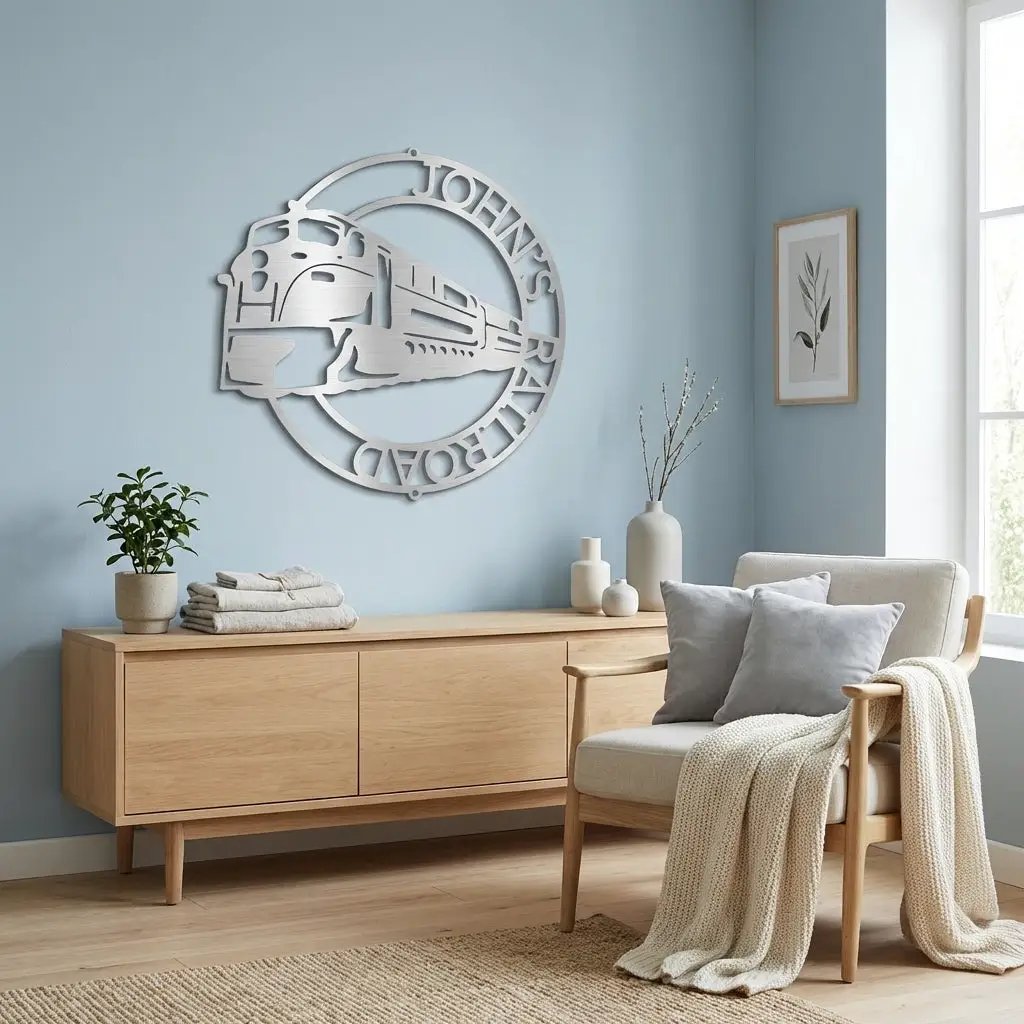 Railroad Train Metal Wall Art – Locomotive Wall Decor – Railroad Enthusiast Gift – Train Lover Wall Sign