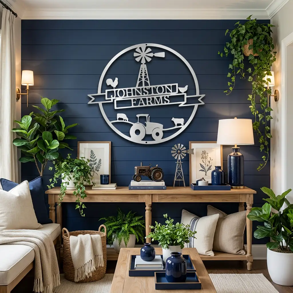 Farm Banner Custom Monogram Metal Sign Wall Art