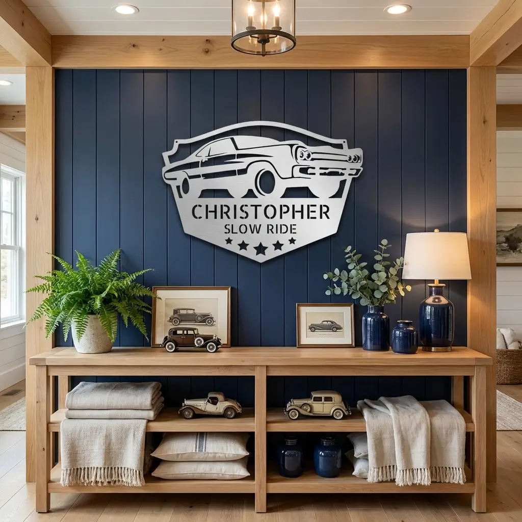 Classic Car Custom Name Indoor Outdoor Steel Wall Sign